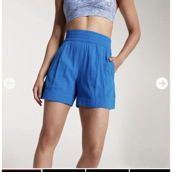 CALIA Inverted Pleat Pull On Royal Blue Elastic Waist 5” Inseam Shorts Large New - Picture 1 of 7